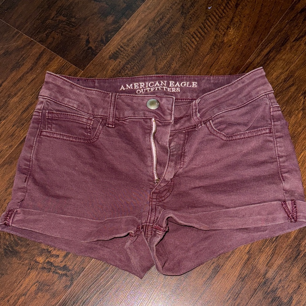 American Eagle Outfitters Women's Dark Red Jean Shorts